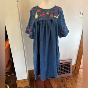 90s Bechamel denim fruit dress